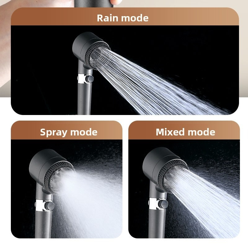 [Black & Gold Massage Showerhead] 3-Mode High-Pressure Showerhead — Powerful Water Flow & Impurity Filtration